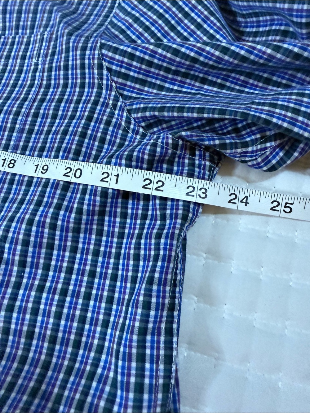 Upcycled Chaps Mens Plaid Button-Down Shirt in Blue, Purple and White - Picture 10 of 11